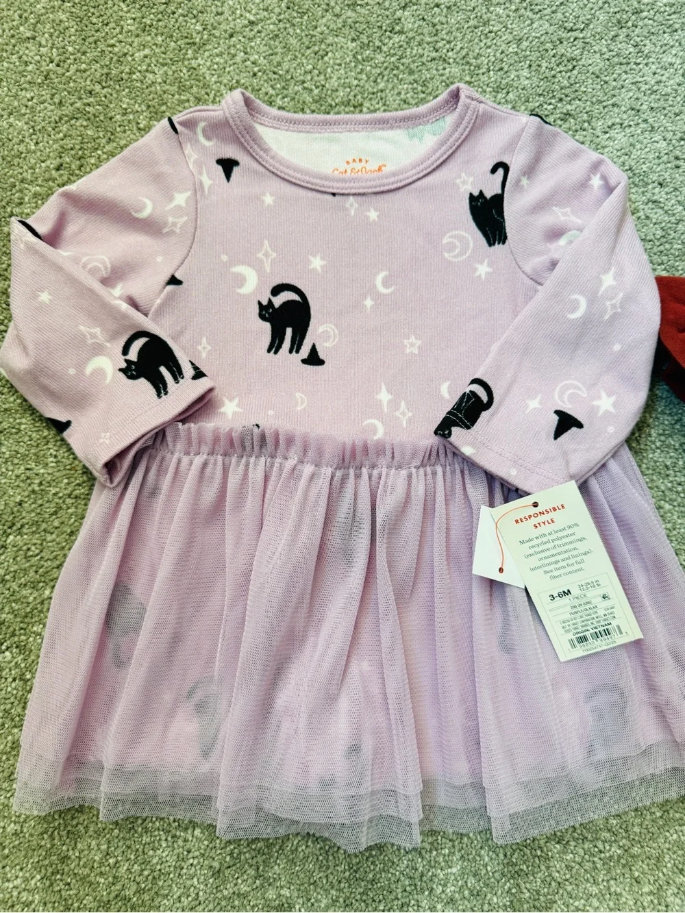 Halloween / Fall.   Size 3M - 6M.  Fall outfit and black cat purple dress.